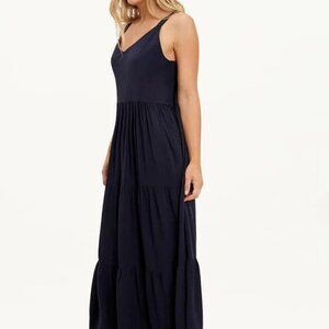 Splendid Army Green Linen Maxi Dress Wynona Size Small